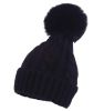 Kids Winter Ear Protect Knitting Hat Toddler Pom Pom Hat; Black