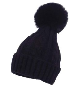 Kids Winter Ear Protect Knitting Hat Toddler Pom Pom Hat; Black