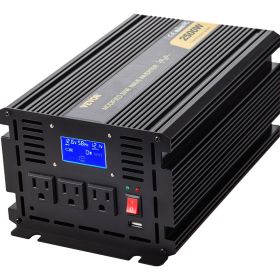 VEVOR Power Inverter, 2500W Modified Sine Wave Inverter, DC 12V to AC 120V Car Converter, with LCD Display, Remote Controller, LED Indicator