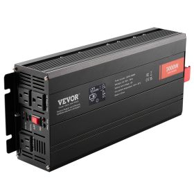 VEVOR Pure Sine Wave Inverter, 3000 Watt, DC 12V to AC 120V Power Inverter with 2 AC Outlets 2 USB Port 1 Type-C Port