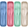 4 Pack Reusable Travel Utensils Set with Case, Wheat Straw Portable Knife Fork Spoons Tableware, Eco-Friendly Cutlery for Kids Adults Travel Picnic Ca