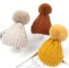 Kids Winter Ear Protect Knitting Hat Toddler Pom Pom Hat; Black