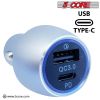 5 Core USB Car Charger Cigarette Lighter Adapter 1 USB 1 Type C Port QC 3.0 36W Fast Charging - CDKC12 1Pc