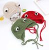 Boys Girls Winter Lacing Hat Toddler Cute Frog Wool Hats; Coffee